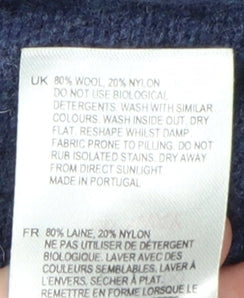 White Stuff Men's Blue Wool Henley Jumper XL