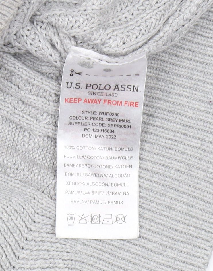 Womens UK Size 10 U.S. Polo Assn. Grey Full Zip Jumper