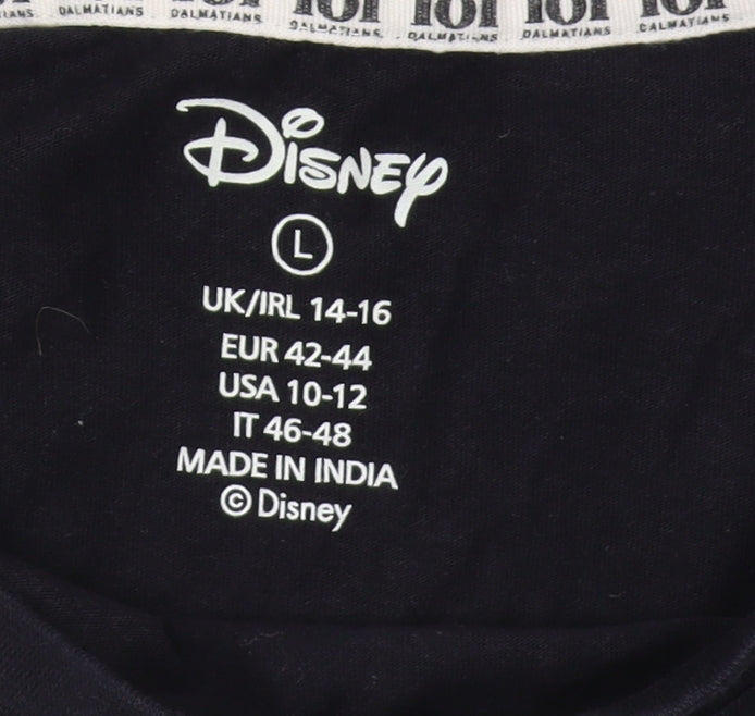 Womens UK Size L Disney Black Basic T-Shirt