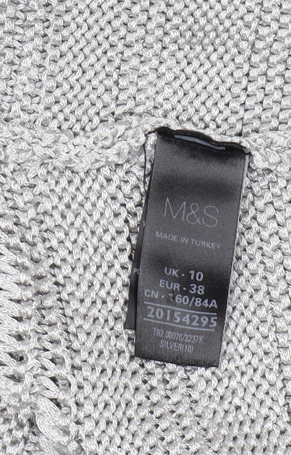 Womens UK Size 10 Marks and Spencer Silver Cardigan Jumper