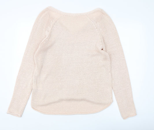 Basic Women's Beige V-Neck Pullover Jumper Size 12