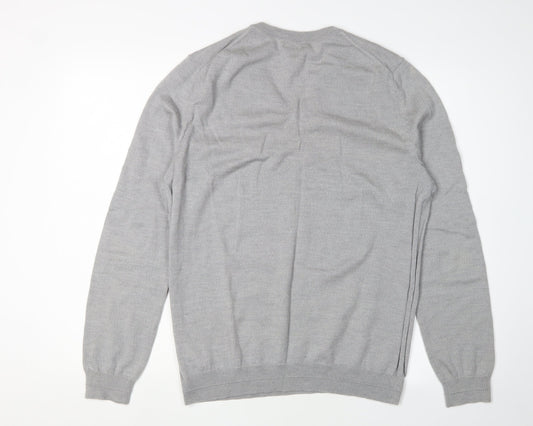 Gap Men's Grey Wool V-Neck Pullover Jumper M