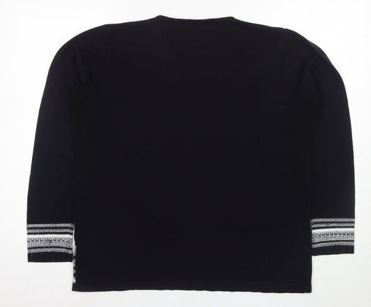 Isle Women's Black Pullover Jumper, Size L, Geometric