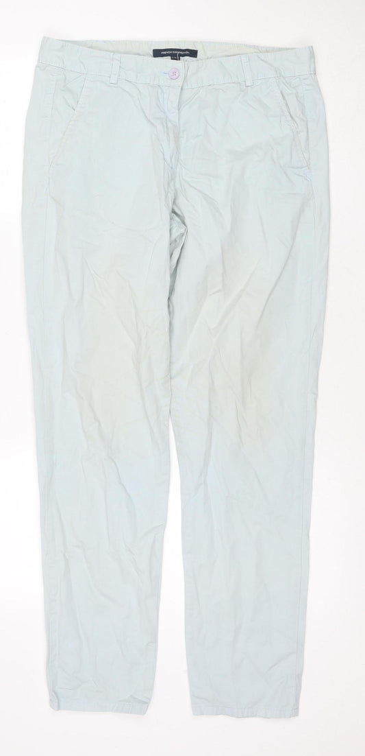 Womens UK Size 12 French Connection Regular Fit Straight Blue Trousers