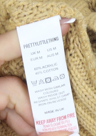 Womens UK Size M PRETTYLITTLETHING Beige Cardigan Jumper