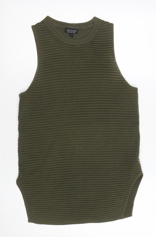 Womens UK Size 8 Topshop Green Vest Jumper
