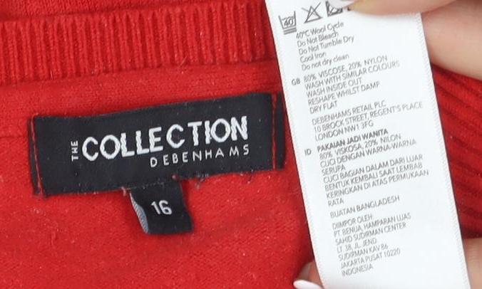 Womens UK Size 16 The Collection Red Jersey Blouse