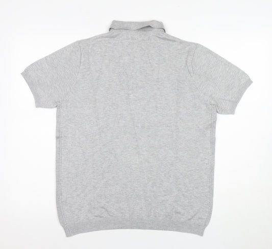 River Island Men's Grey Polo Shirt M Short Sleeve Casual