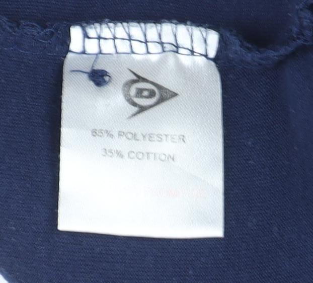 Dunlop Men's Blue Check Polo Shirt Short Sleeve Size L