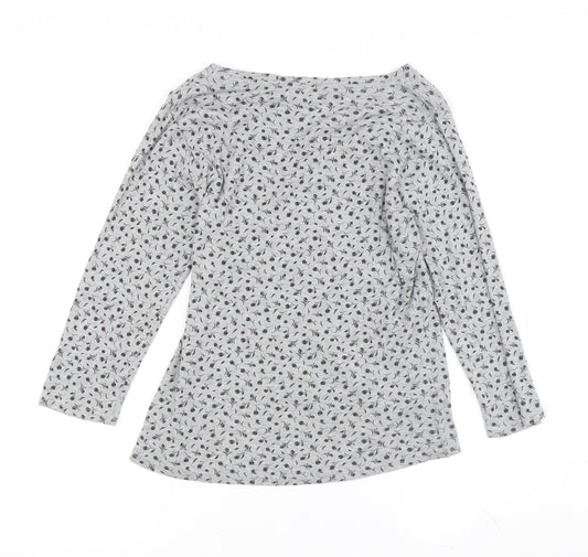 Isle Women's Grey V-Neck Floral Top Size 12