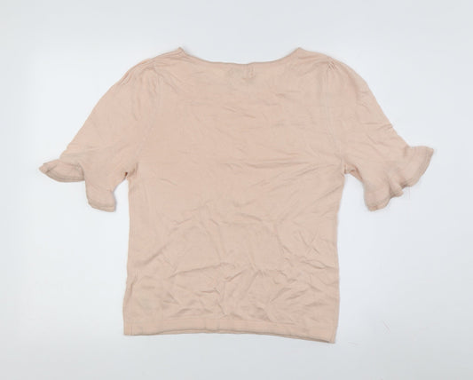 Monsoon Women's Beige T-Shirt Size 12 with Flared Sleeves
