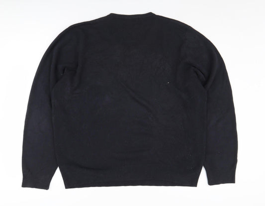 Marks and Spencer Men's Black V-Neck Jumper L