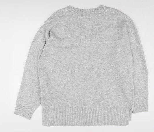 New Look Women's Grey V-Neck Pullover Jumper Size M