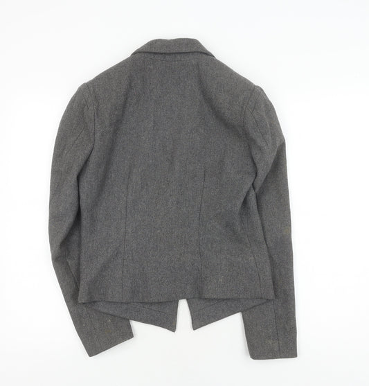 Warehouse Women's Grey Wool Blazer - Size 10, Elegant Business Wear