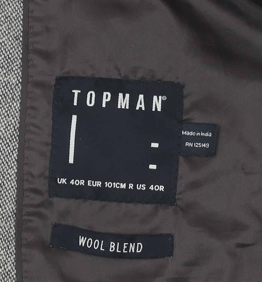Mens UK Size 40 Topman Regular Grey Suit Jacket