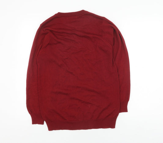 Marks and Spencer Men's Red V-Neck Pullover Jumper - S