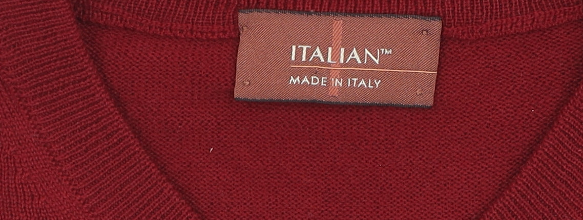 Marks and Spencer Men's Red V-Neck Pullover Jumper - S