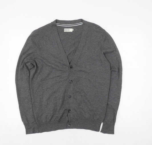 Additional front view of Pier One unisex grey cardigan m v-neck knit jumper