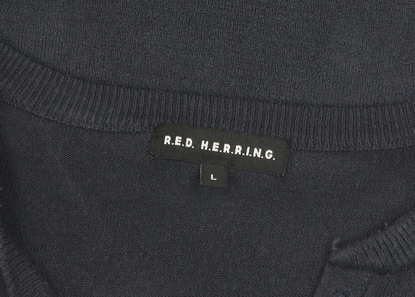 Red Herring Black Henley L Men's Jumper