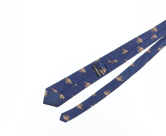 Soprano Men's Blue Silk Animal Print Tie