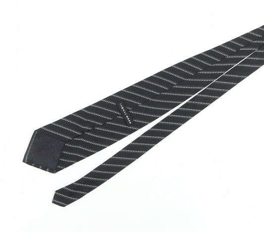 Thomas Nash Men's Black Striped Silk Tie