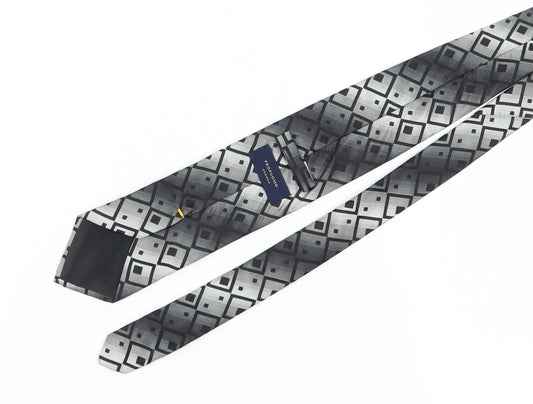 Profuomo Men's Silver Geometric Silk Tie