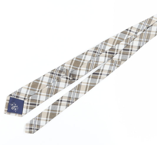 Marks and Spencer Men’s Beige Plaid Silk-Linen Tie