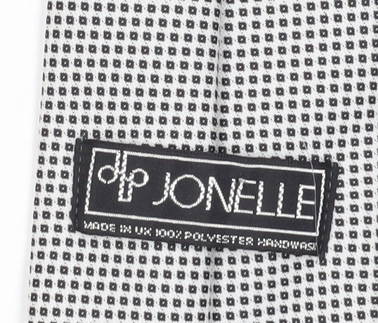 Jonelle Men's Black Geometric Slim Tie, Vintage Polyester
