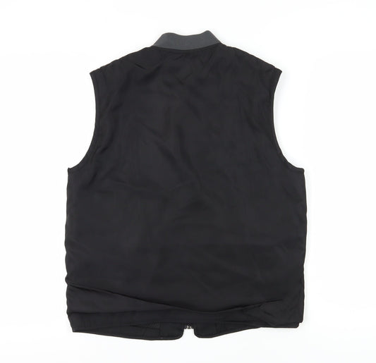 Pull&Bear Unisex Black Sleeveless Bomber Waistcoat, Size 8
