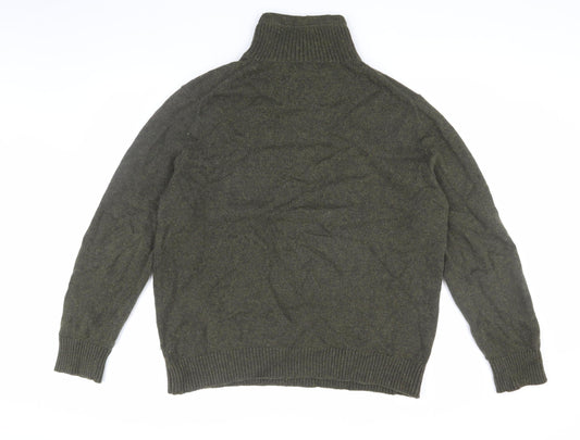 Gap Men's XL Green Henley Jumper Mock Neck Button