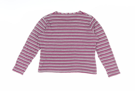 EWM Women's Multicoloured Striped Top Medium V-Neck