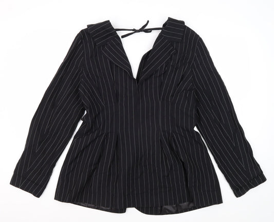 Topshop Women's Black Pinstripe Blazer Size 12