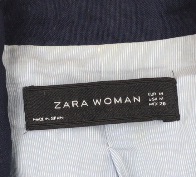 Zara Woman Blue Wool Blazer, Women's M, Classic Fit
