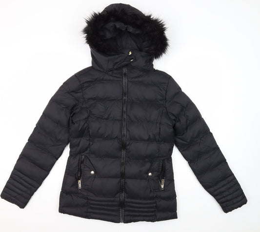 Womens UK Size 8 Brave Soul Black Puffer Jacket