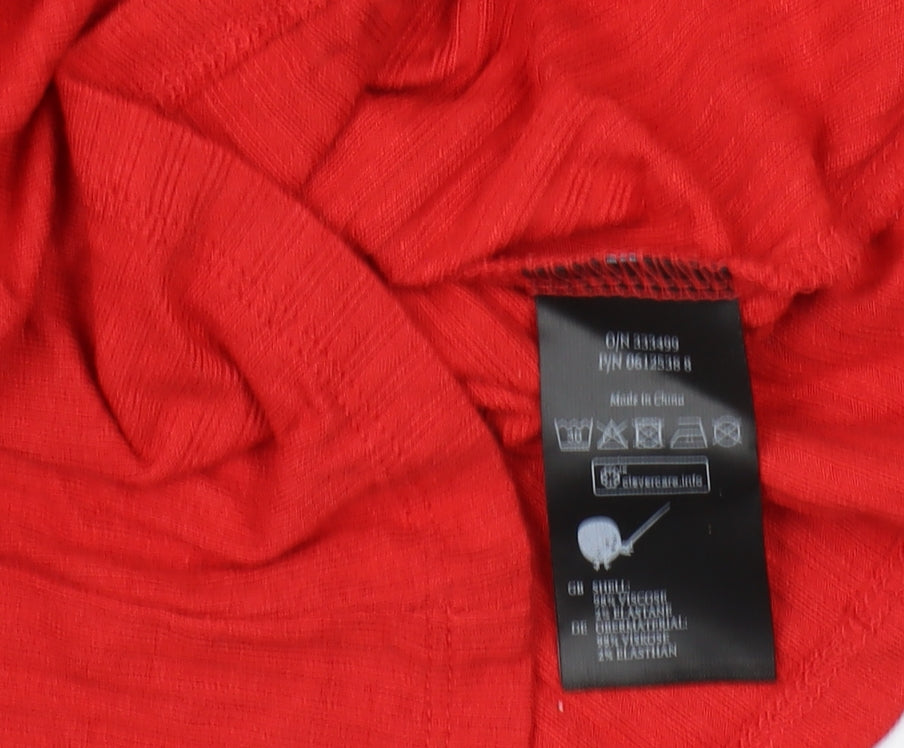Womens UK Size XS Monki Red Basic T-Shirt