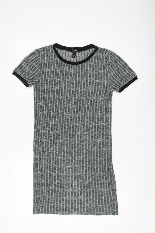 Forever 21 Women's Grey Striped T-Shirt Dress XS
