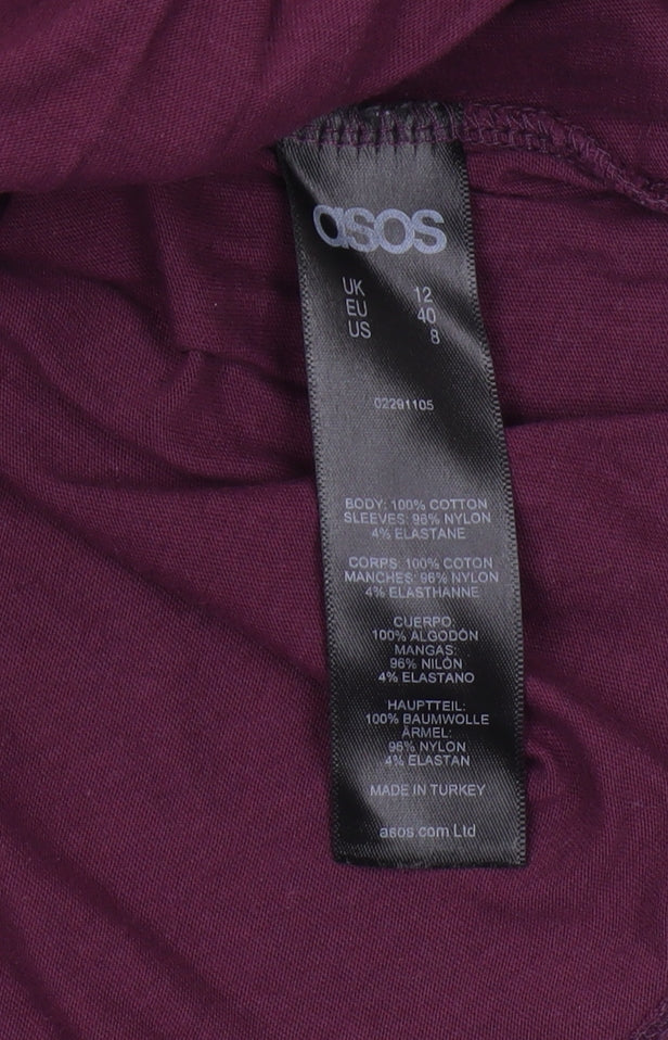 Womens UK Size 12 ASOS Purple Basic T-Shirt