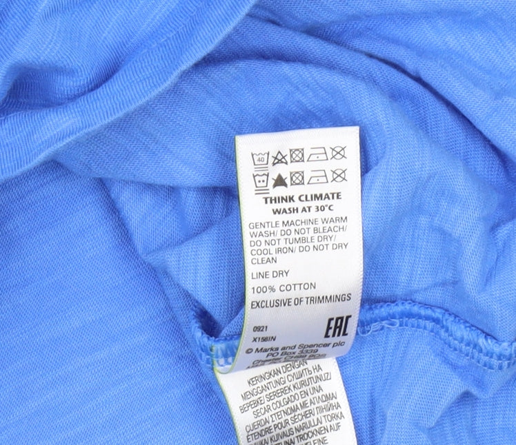 Marks and Spencer Women's Blue T-Shirt, Size 10, Casual, Embroidered