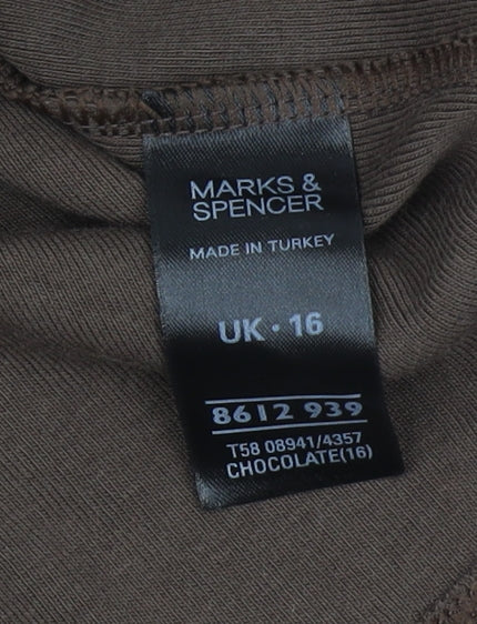Womens UK Size 16 Marks and Spencer Brown Basic T-Shirt