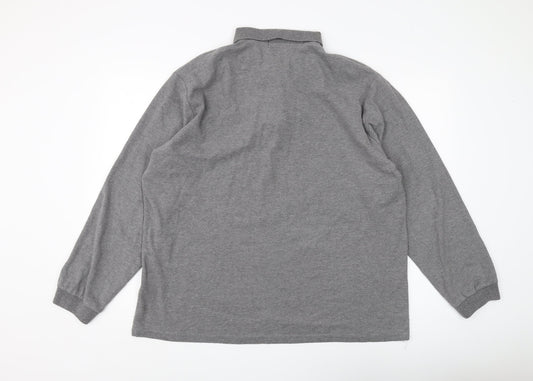 GHYUGR Men's Grey Long Sleeve Polo 2XL