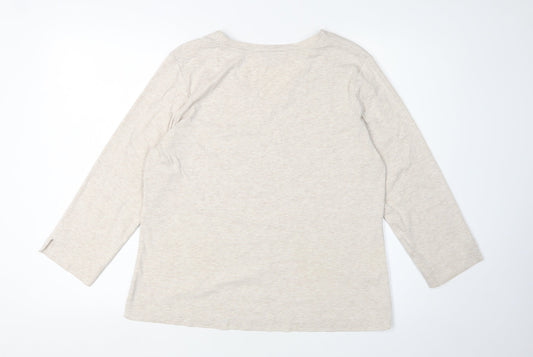 Womens UK Size L CC Beige Basic T-Shirt