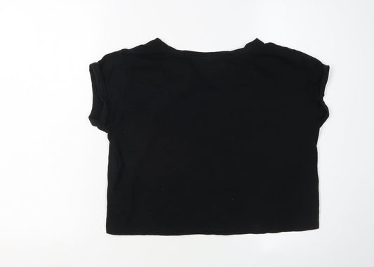 Womens UK Size M Coca-Cola Black Cropped T-Shirt