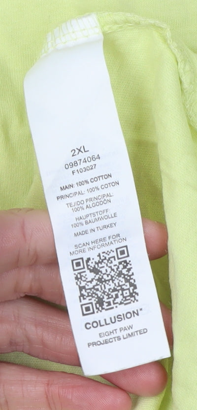Mens UK Size 2XL COLLUSION Yellow T-Shirt