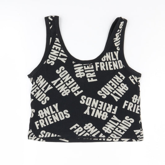 Womens UK Size 12 Pull & Bear Black Cropped Tank