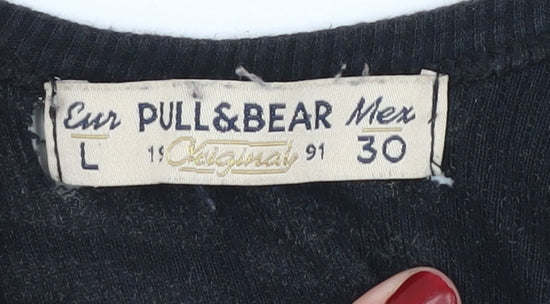 Womens UK Size 12 Pull & Bear Black Cropped Tank