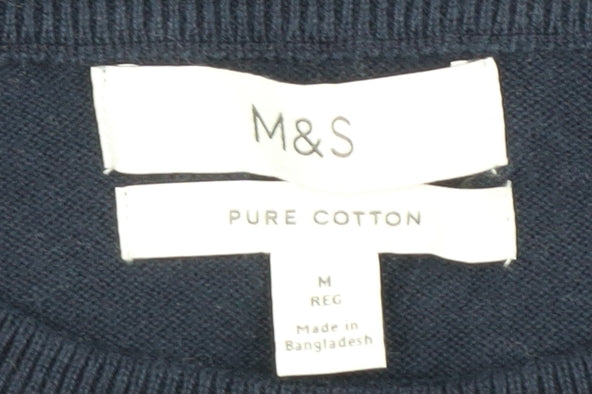 Marks and Spencer Men's Blue Pullover Jumper - Size M