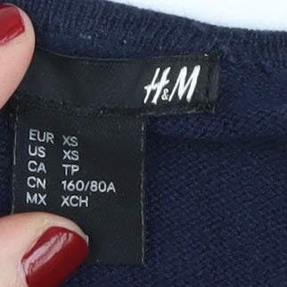 Womens UK Size XS H&M Blue Cardigan Jumper