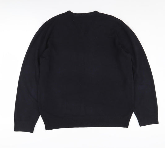 Marks and Spencer Men's Black XL V-Neck Pullover Jumper