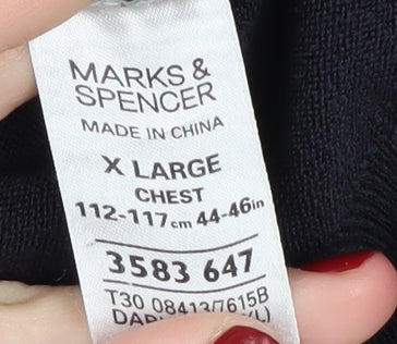 Marks and Spencer Men's Black XL V-Neck Pullover Jumper