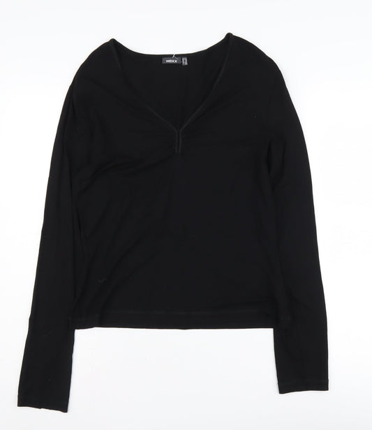 Additional front view of Mexx Women's Black V-Neck Long Sleeve T-Shirt XL